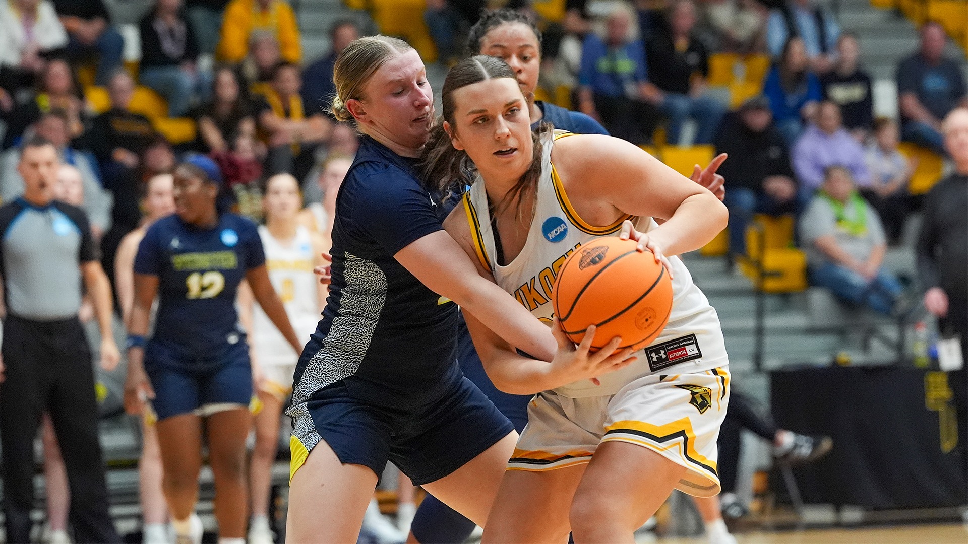 2026 Mahra Wieman Action Shot, fighting for a rebound against Webster in the NCAA Tournament