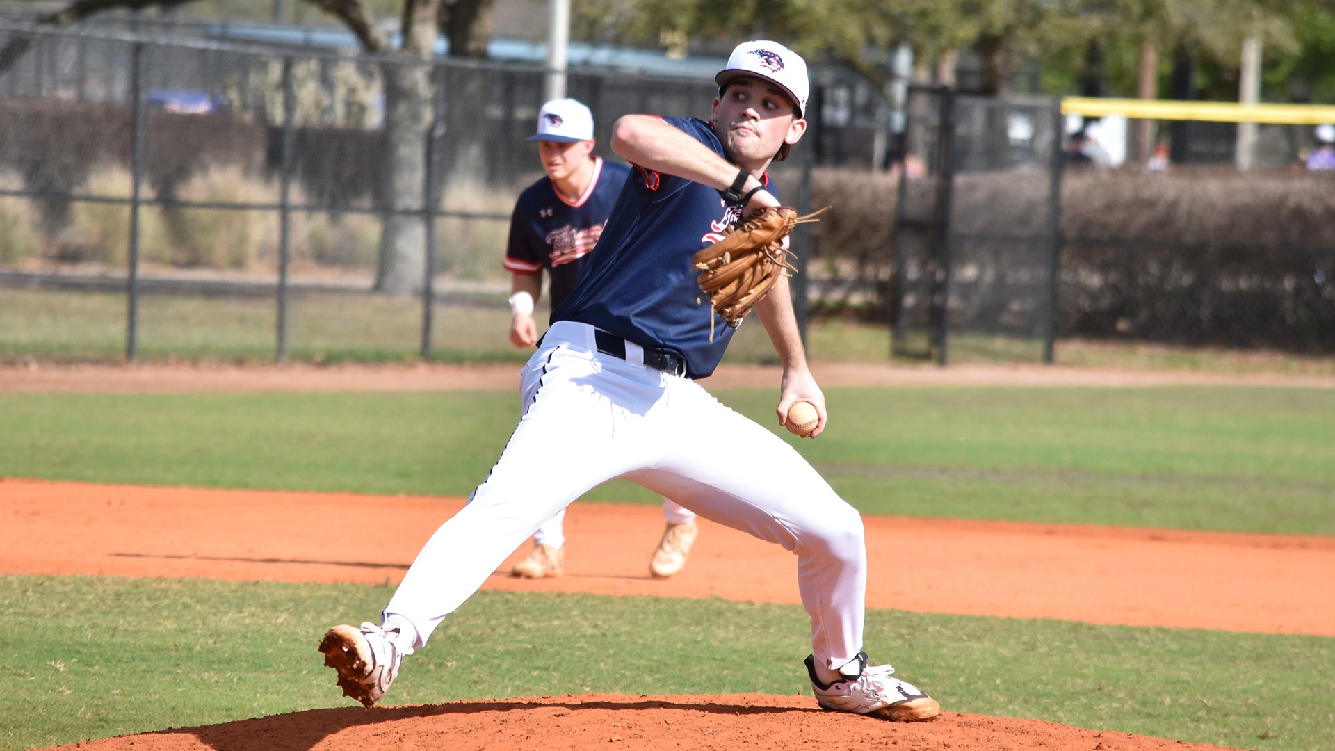 2026 Joe Richardson Action Shot, pitching against Mount Union