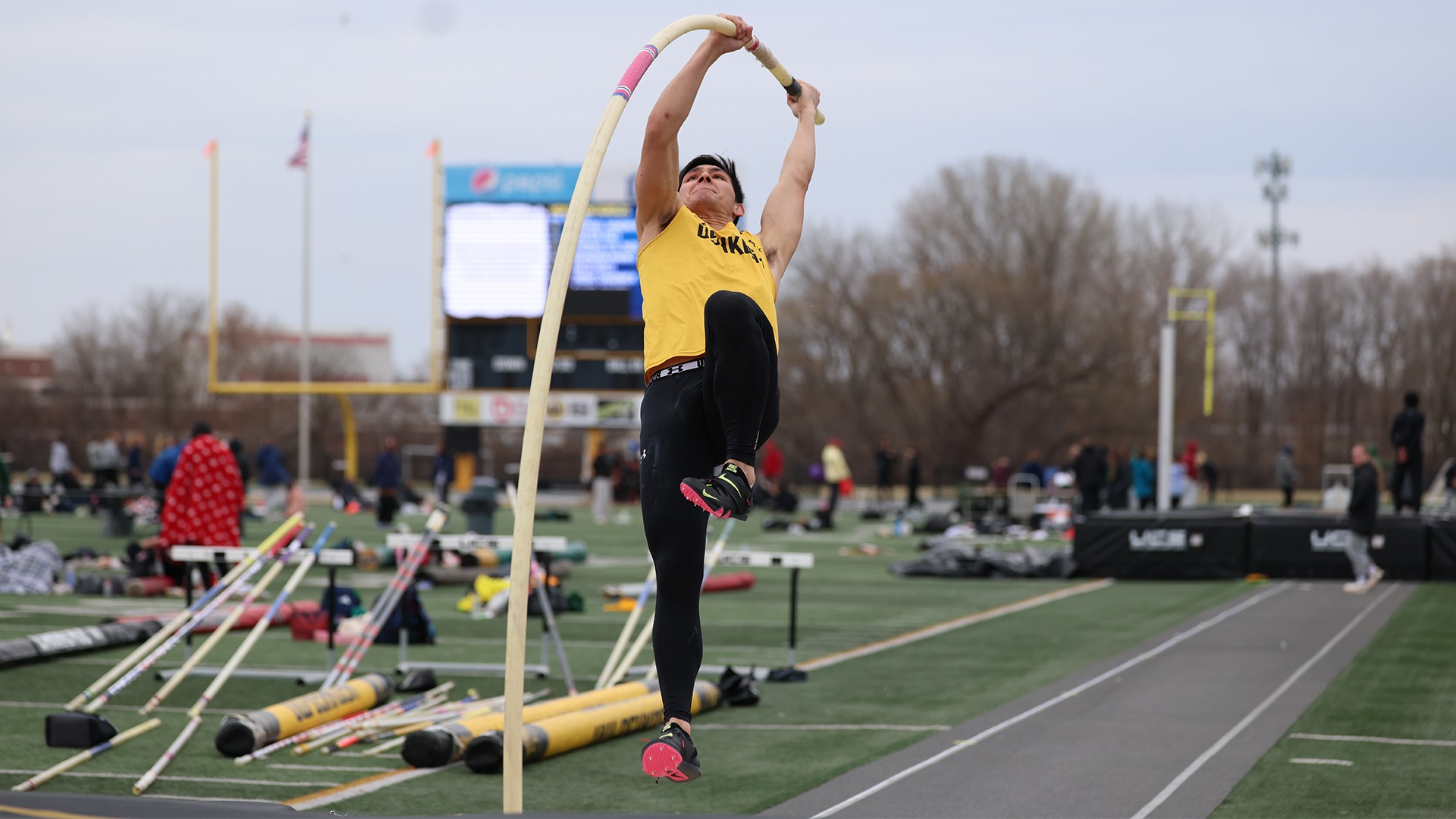 2026 Collin Kao Action Shot, pole vaulting at the Oshkosh Titan Invitational