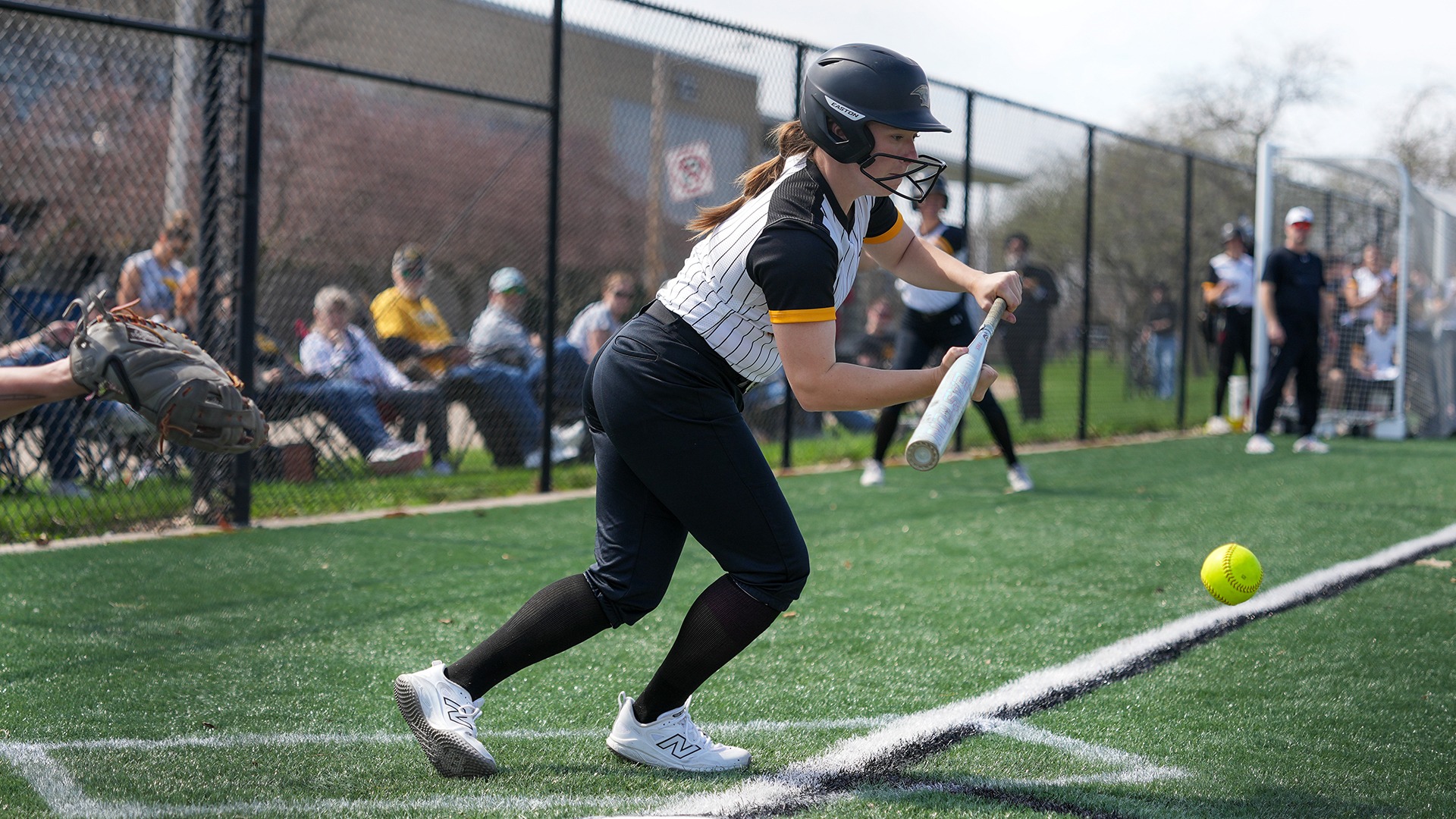 2026 Emma Bohn Action Shot, bunting against La Crosse- Game 1