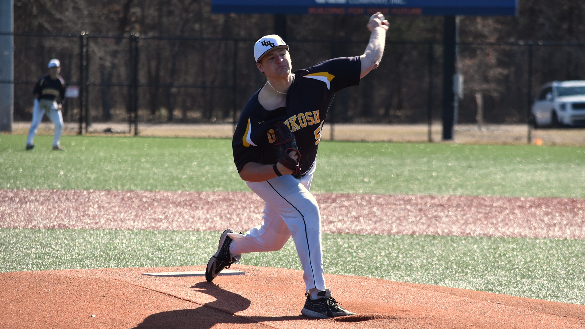 2026 Baris Brua Action Shot, pitching against Stevens Point-Game 4