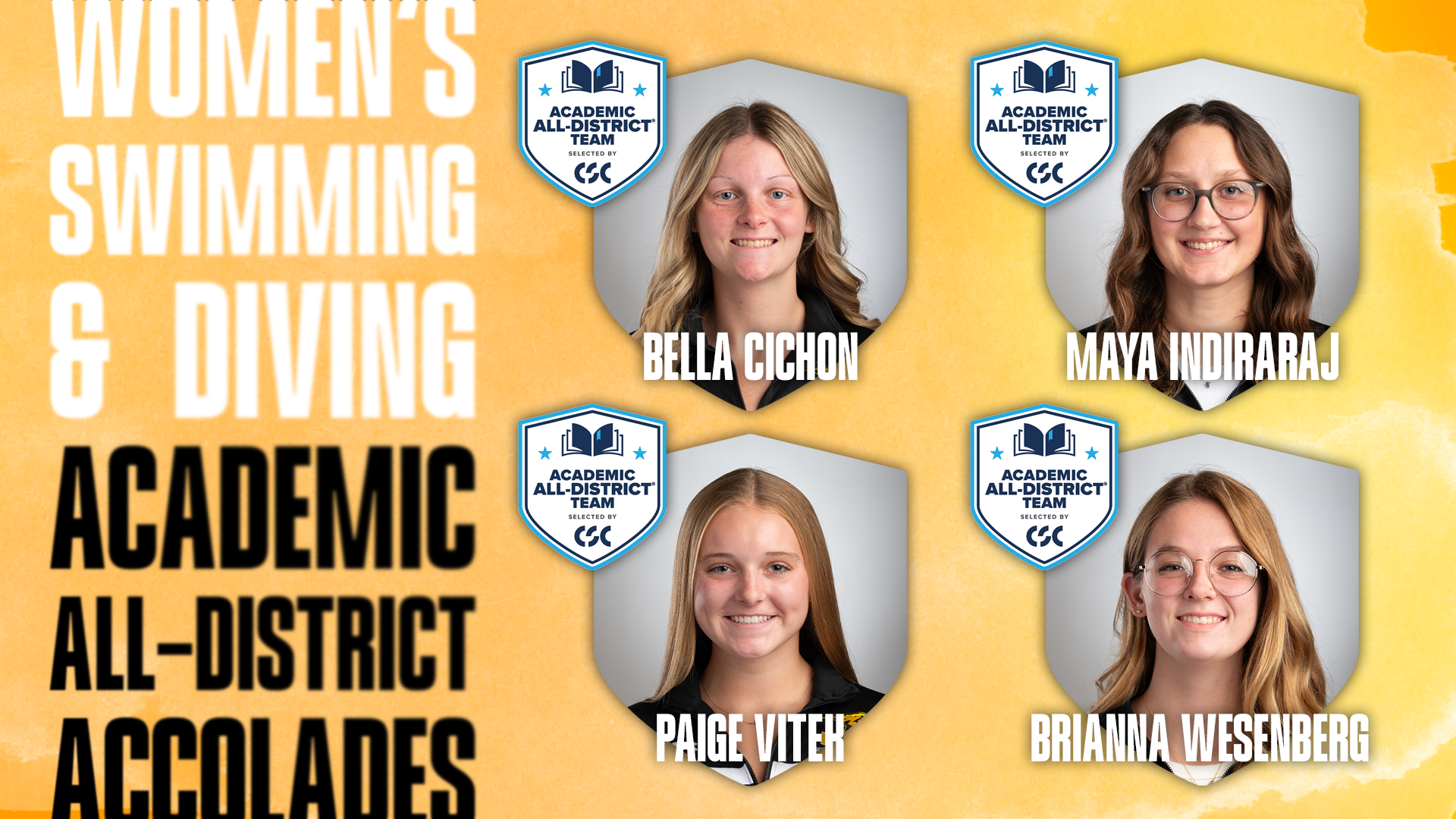 2026 Women's Swimming & Diving CSC Academic All-District Graphic