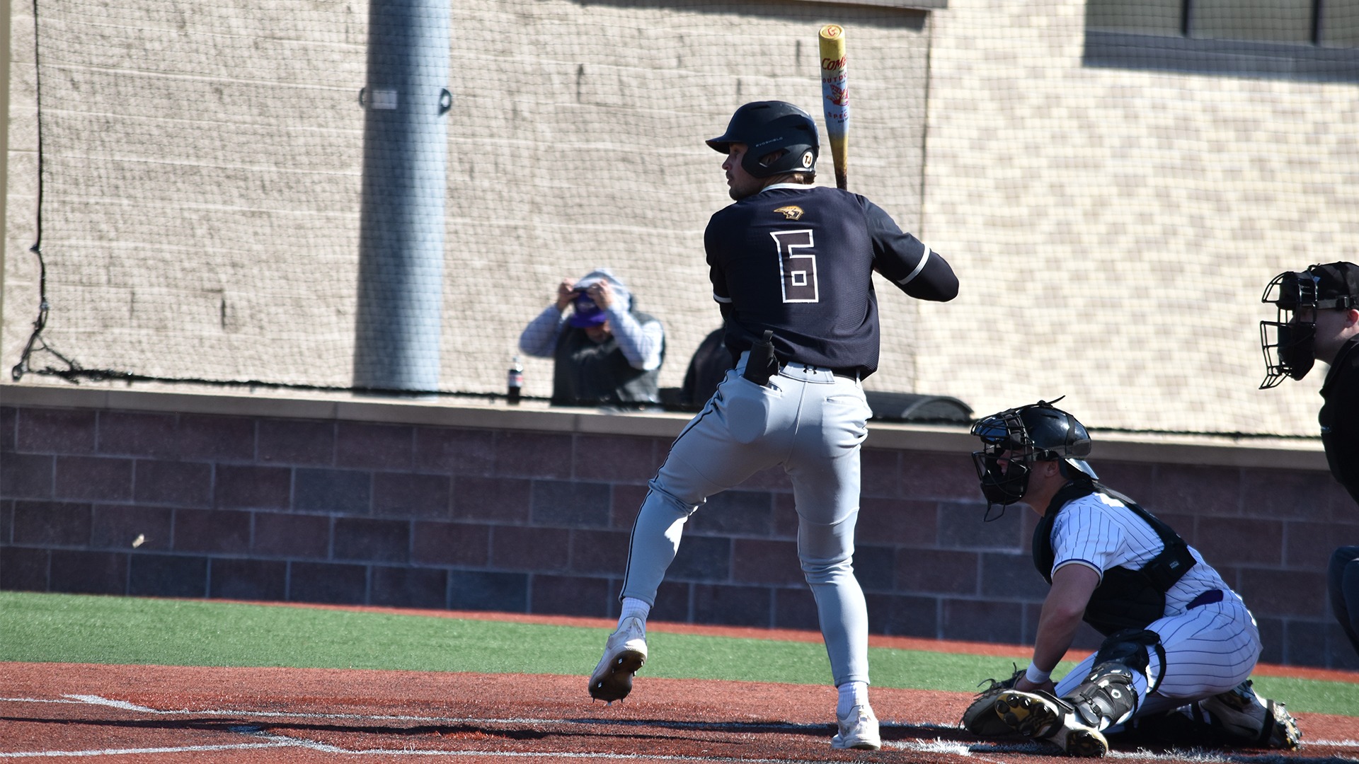 2026 Logan Schill Action Shot, batting against Whitewater
