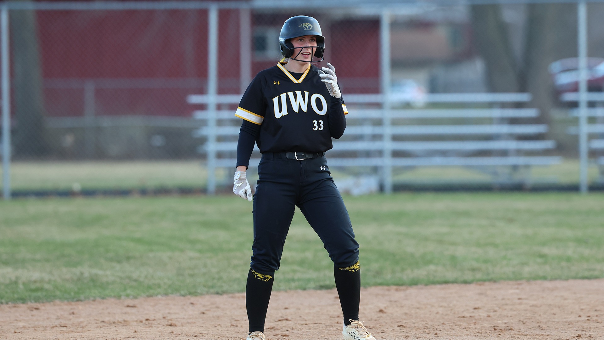2026 Mary Kate Quaid Action Shot, standing on second base against Lakeland- Game 1
