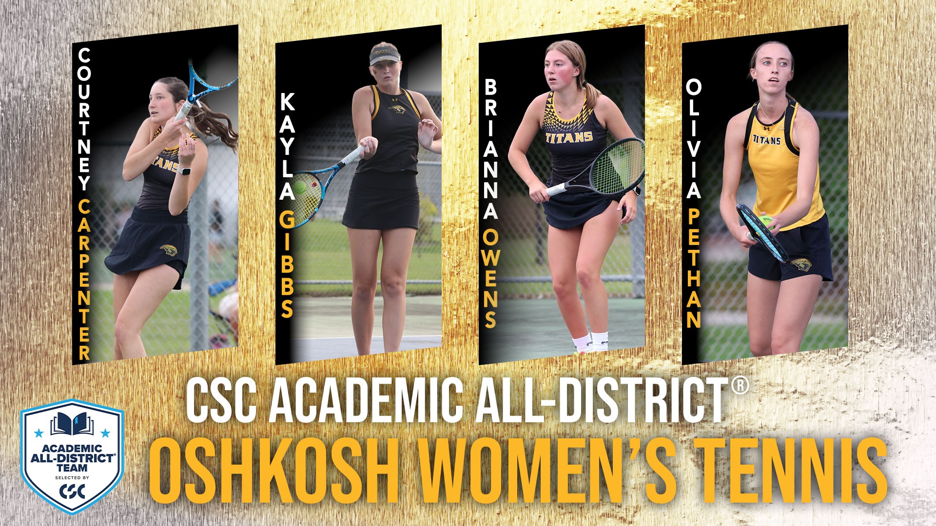 2026 Women's Tennis CSC Academic All-District Graphic