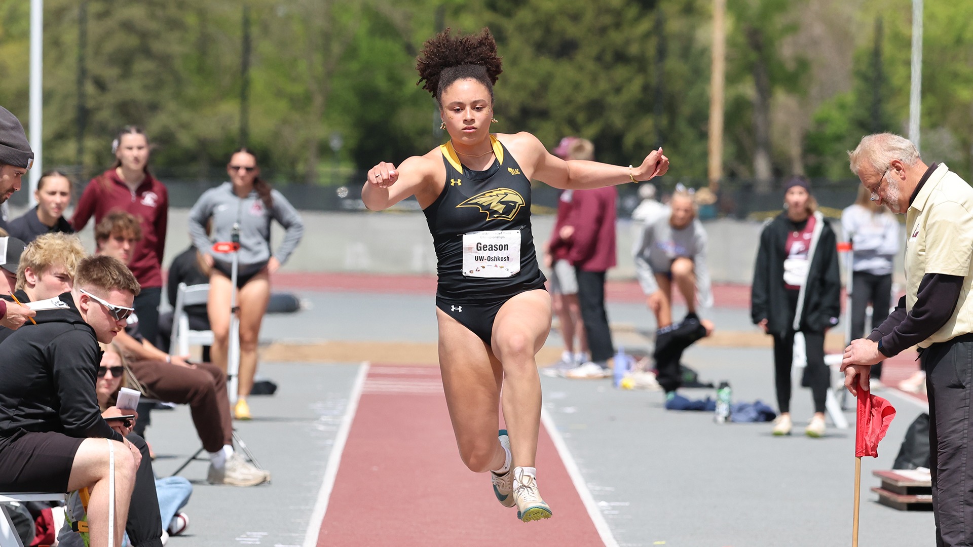 2026 Megan Geason Action Shot, competing in the triple jump at the WIAC Outdoor Championship