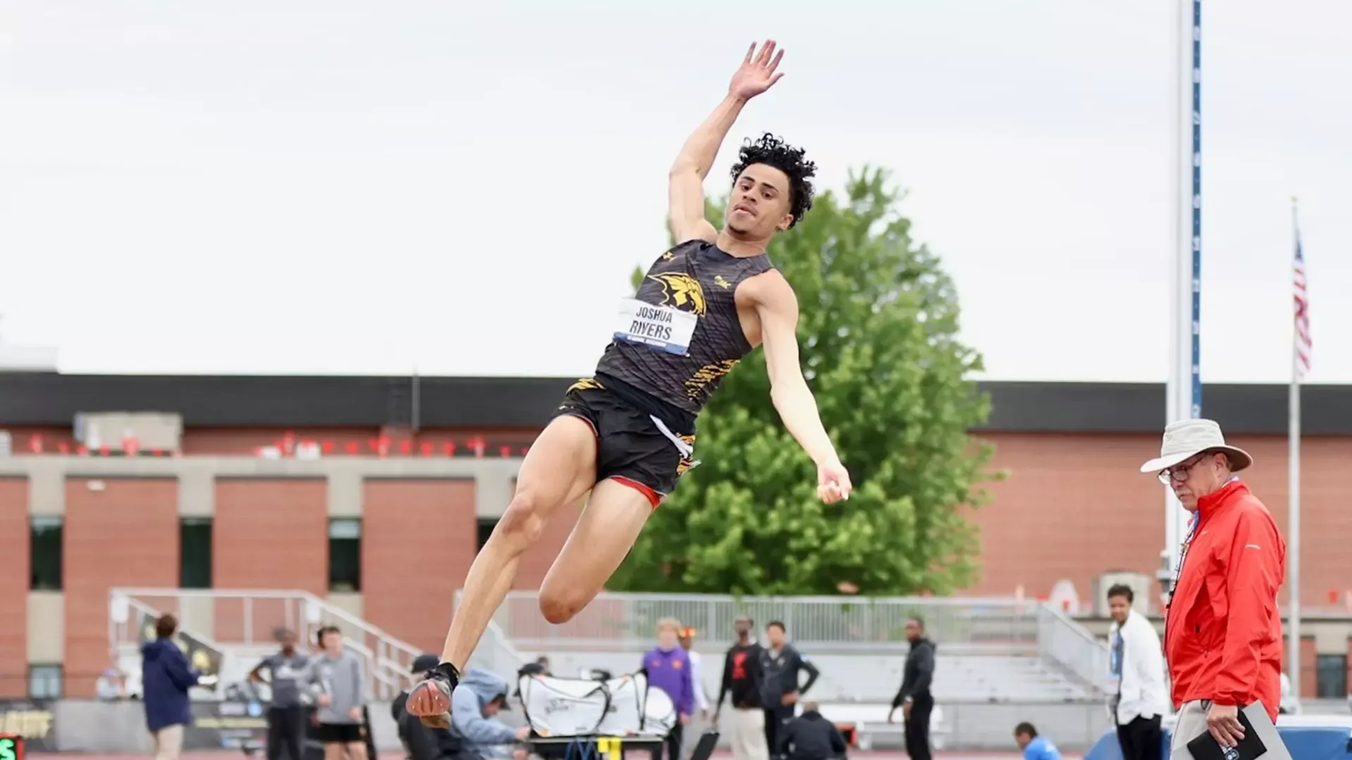 2026 Joshua Rivers Action Shot, competing in the long jump at the NCAA Outdoor Championship