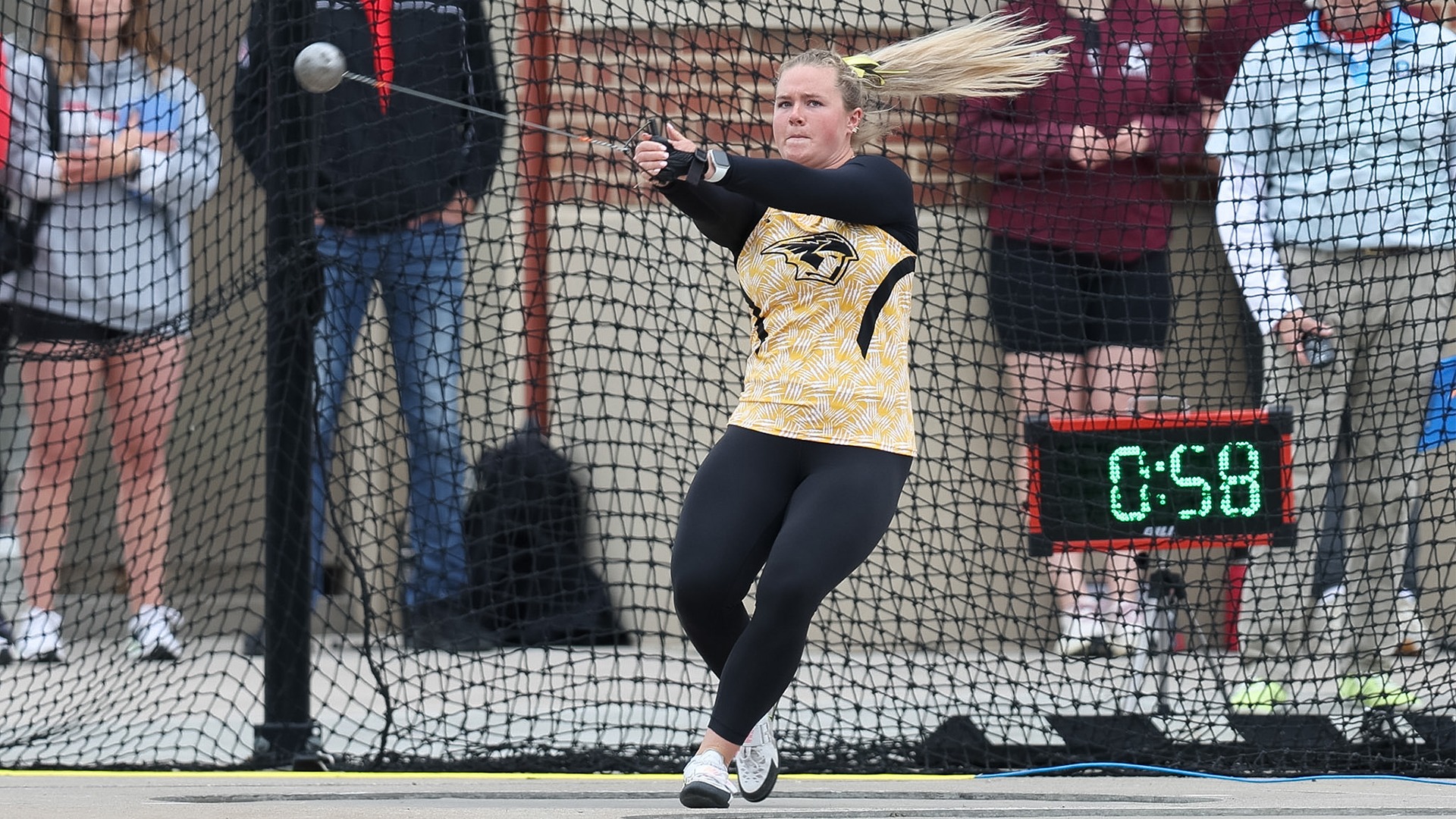 2026 Abi Masloroff Action Shot, competing in the hammer throw at the NCAA Outdoor Championship