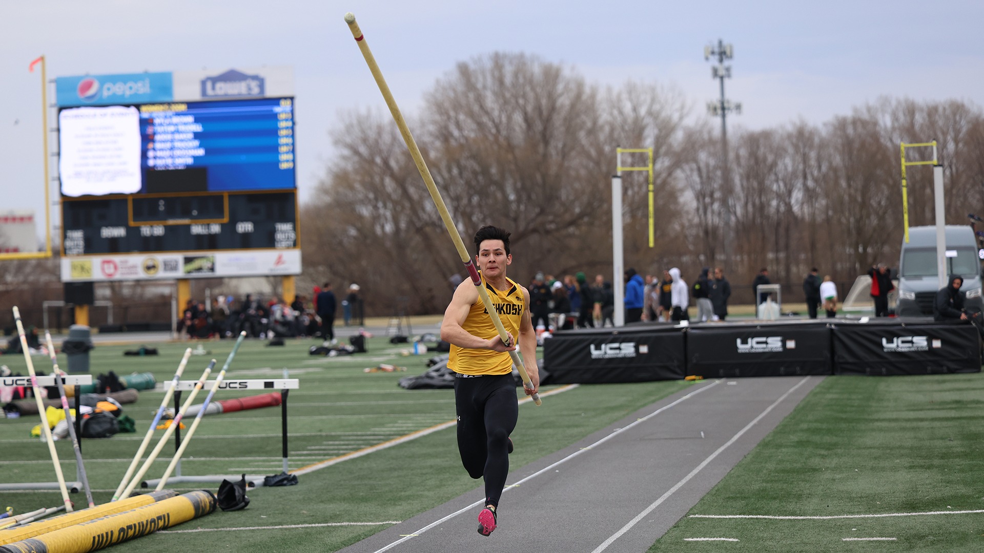2026 Collin Kao Action Shot, pole vaulting at the Oshkosh Titan Invitational