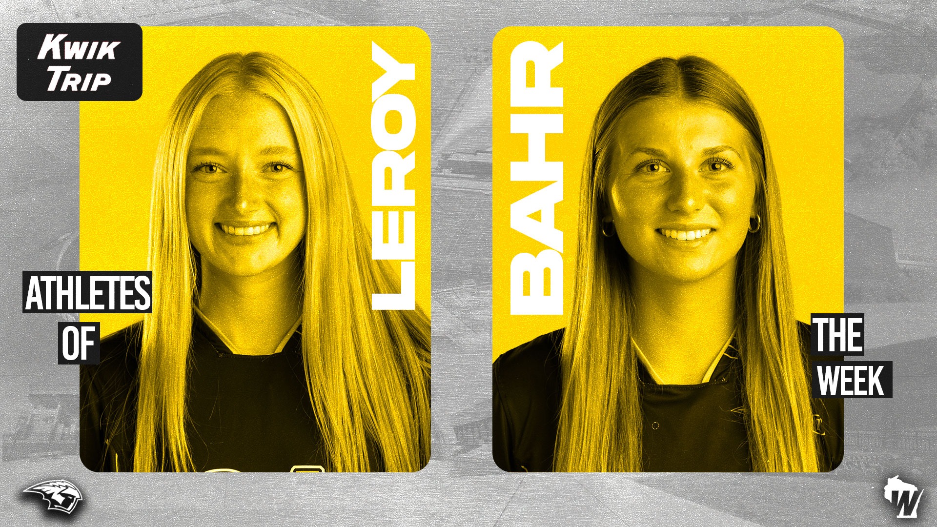 2026 Jaden LeRoy, Olivia Bahr WIAC Athletes of the Week Graphic