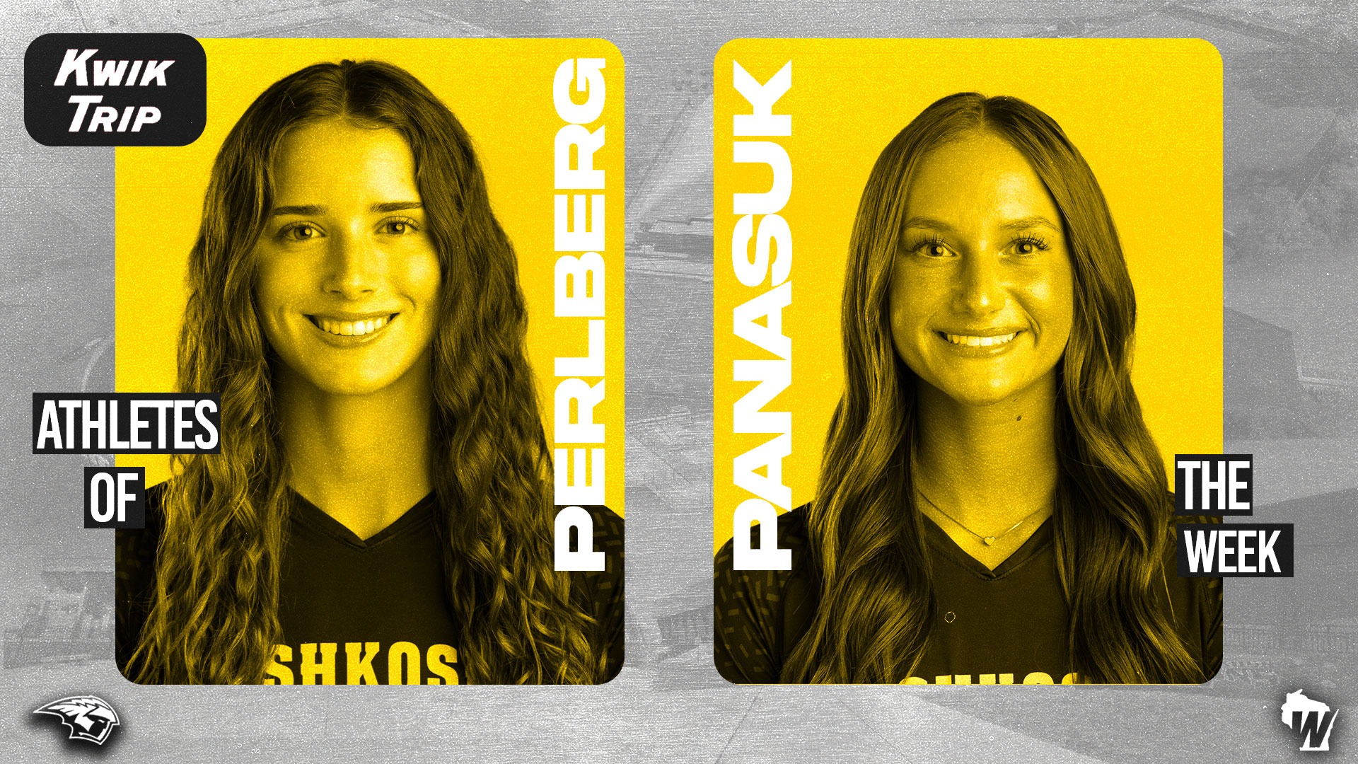 Sept. 9, 2026 Women's Volleyball WIAC Athletes of the Week Graphic; Samantha Perlberg and Callie Panasuk