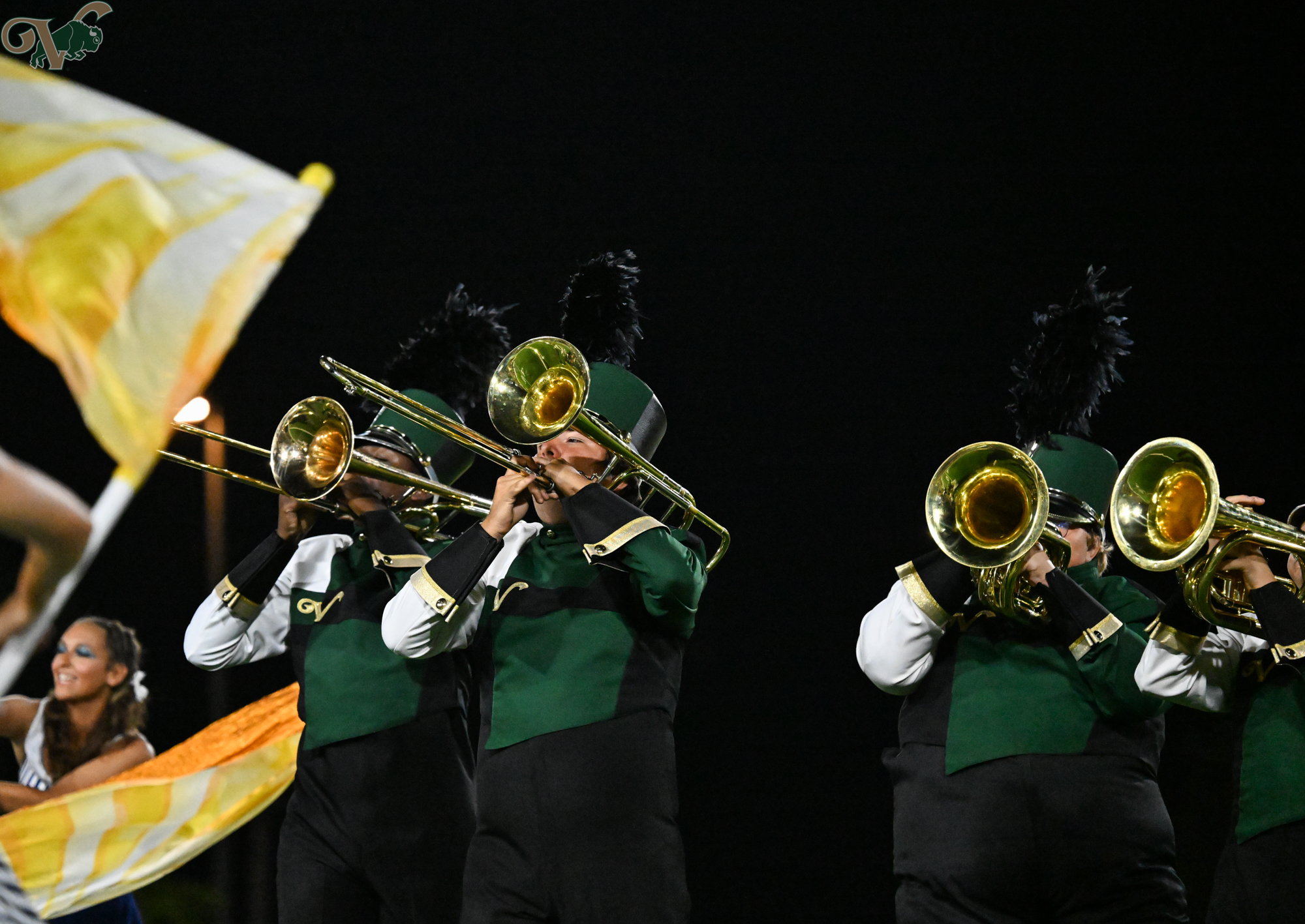 VHS marching band performs during halftime of a football against Cocoa on October 18, 2024, at The Villages High School.