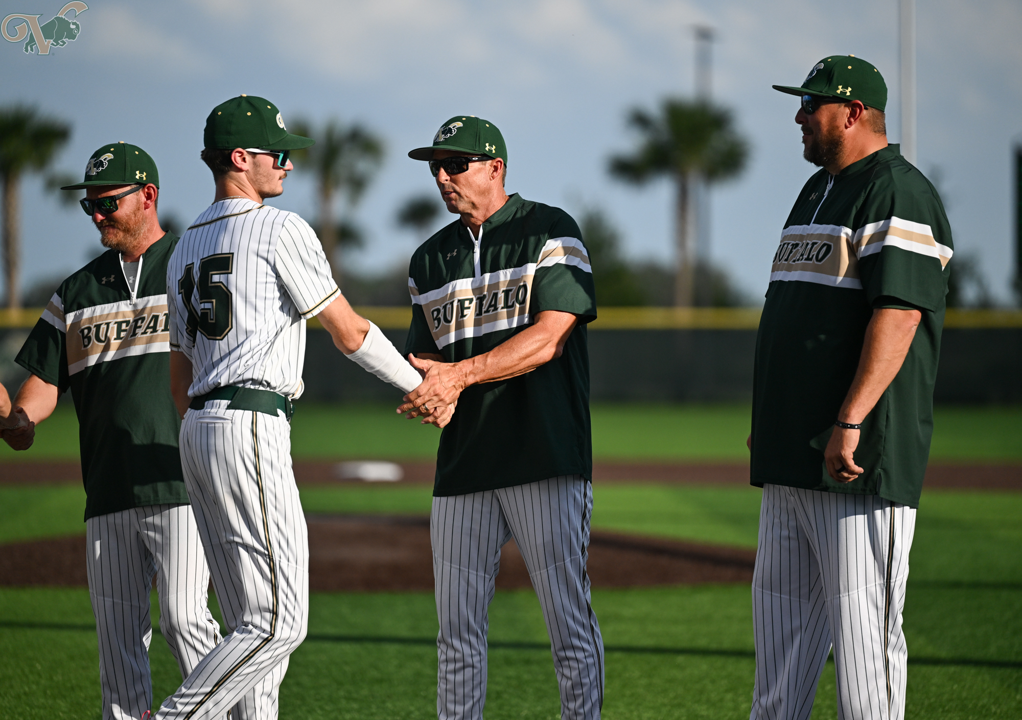 VHS baseball celebrates their senior players and their families during the Senior Night Ceremony before a match against Citrus on April 10, 2025, at The Villages High School.