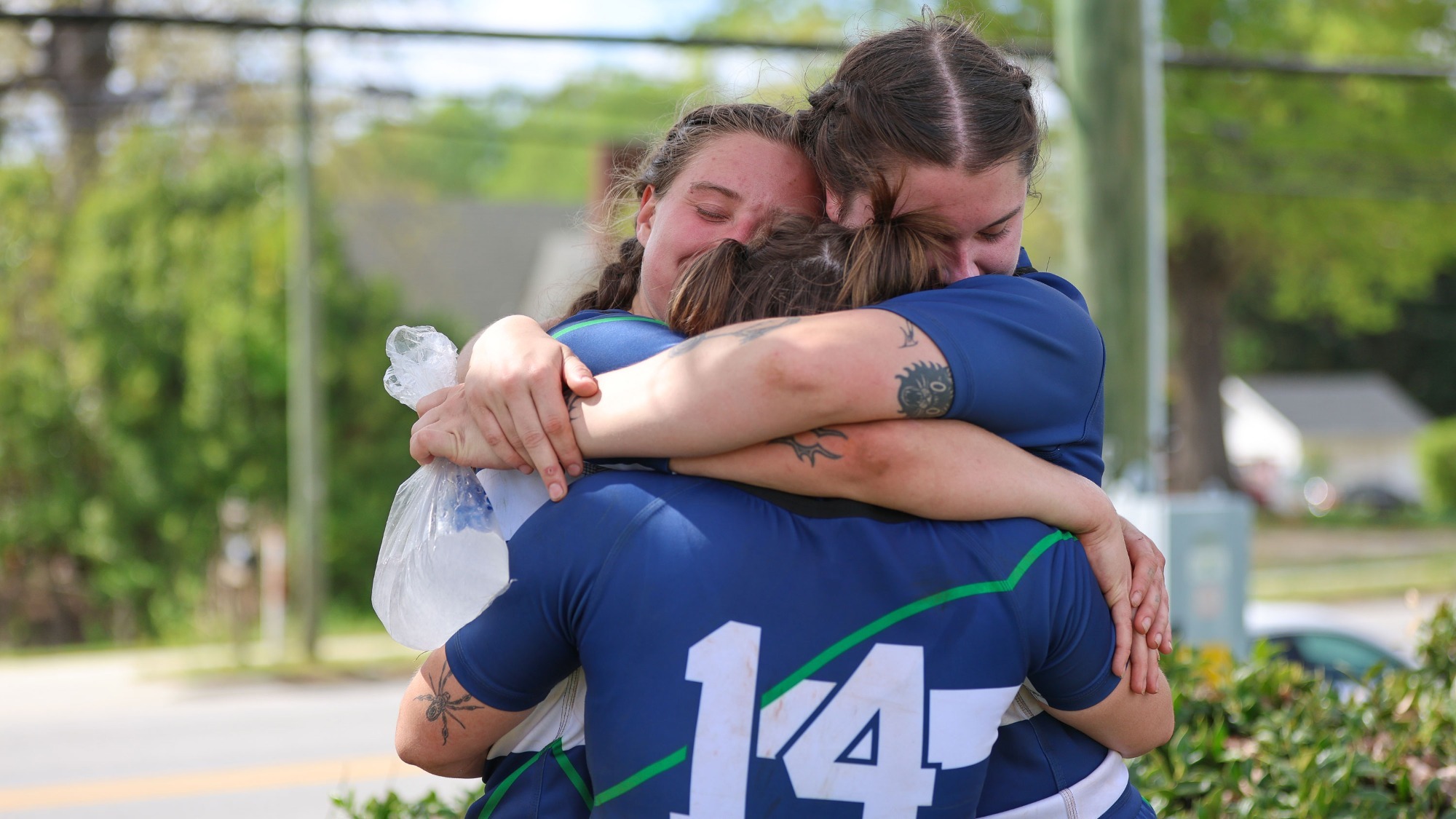 2024-25 Women's Rugby Senior Players Hug