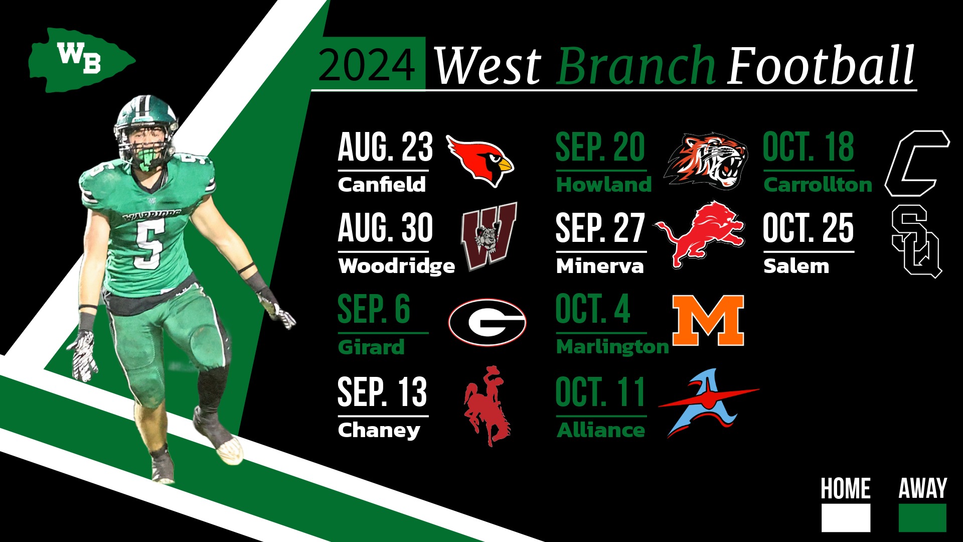 Gameday!! Football Takes on Woodridge Tonight 7 PM West Branch High