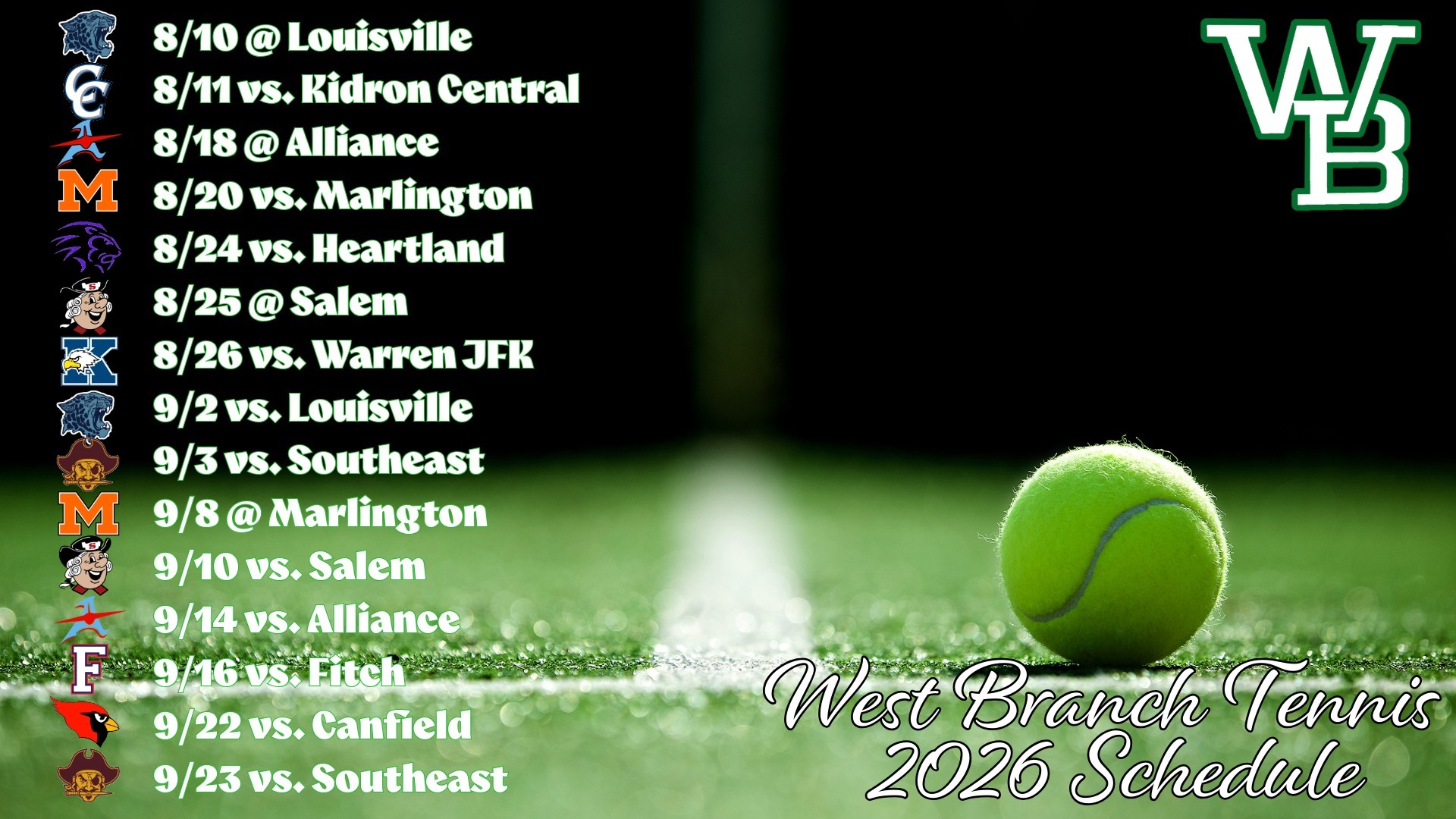 2026 Girls Tennis Schedule